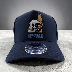 Modelo x Lids Day Of the Dead A Frame Hat Blue Adjustable Snapback Beer Cap NEW